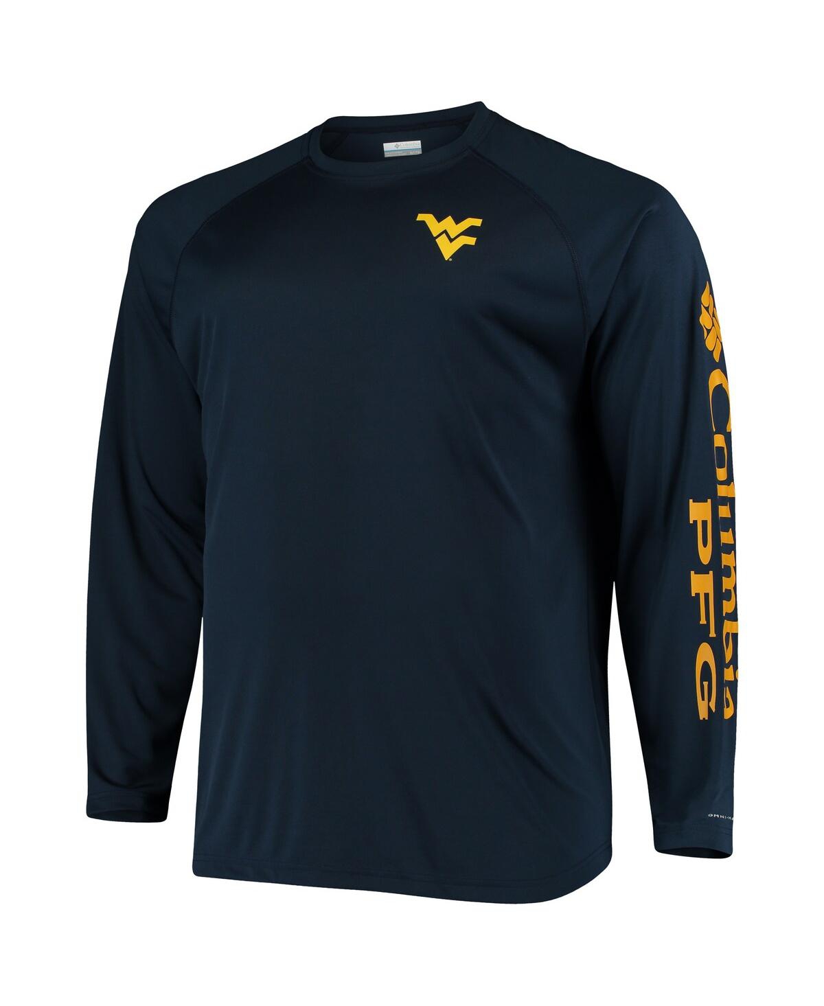 Shop Columbia Men's  Navy West Virginia Mountaineers Big And Tall Terminal Tackle Long Sleeve Omni-shade T