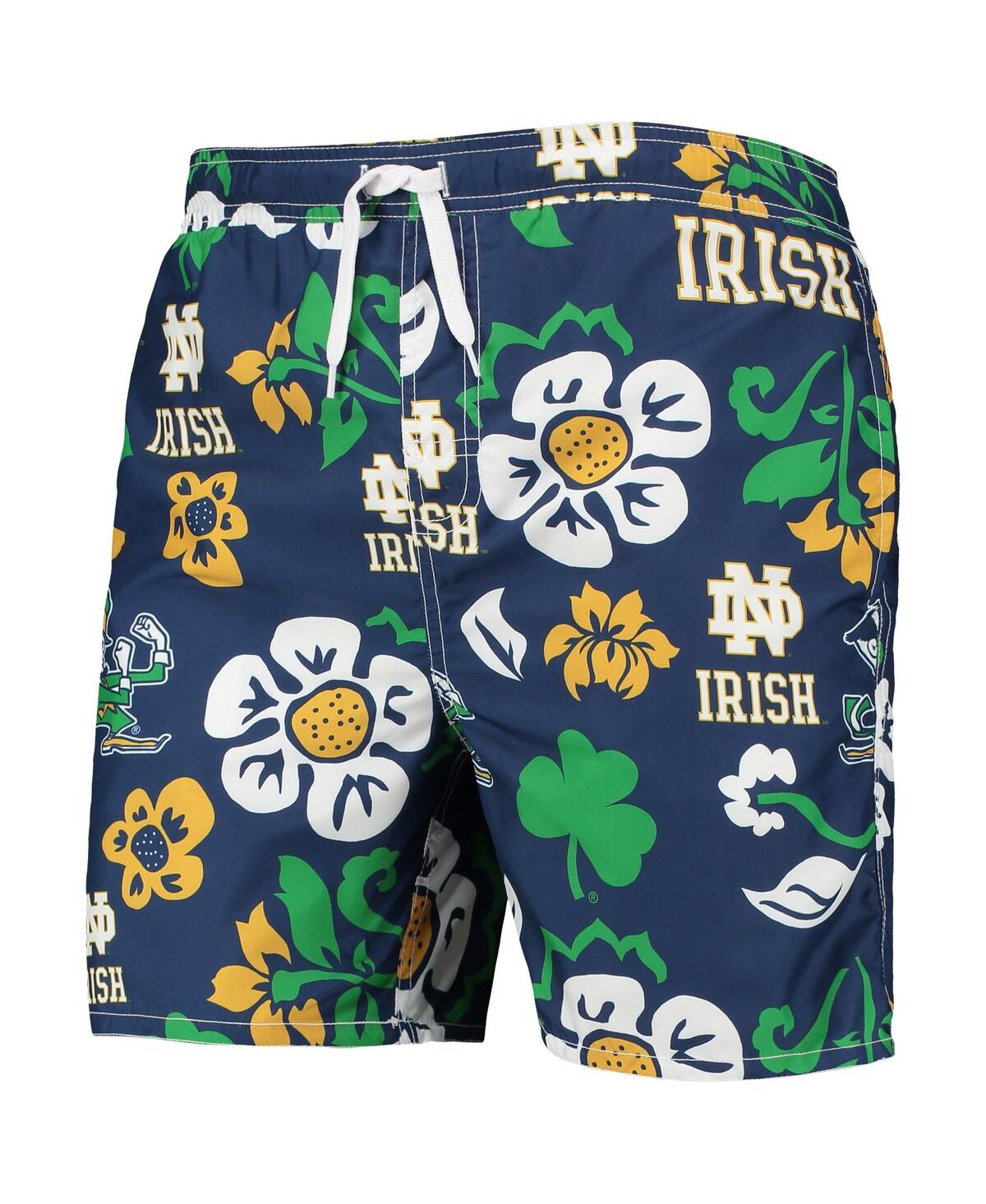 Men's Wes & WillyNotre Dame Fighting Irish Floral Volley Swim Trunks - Navy