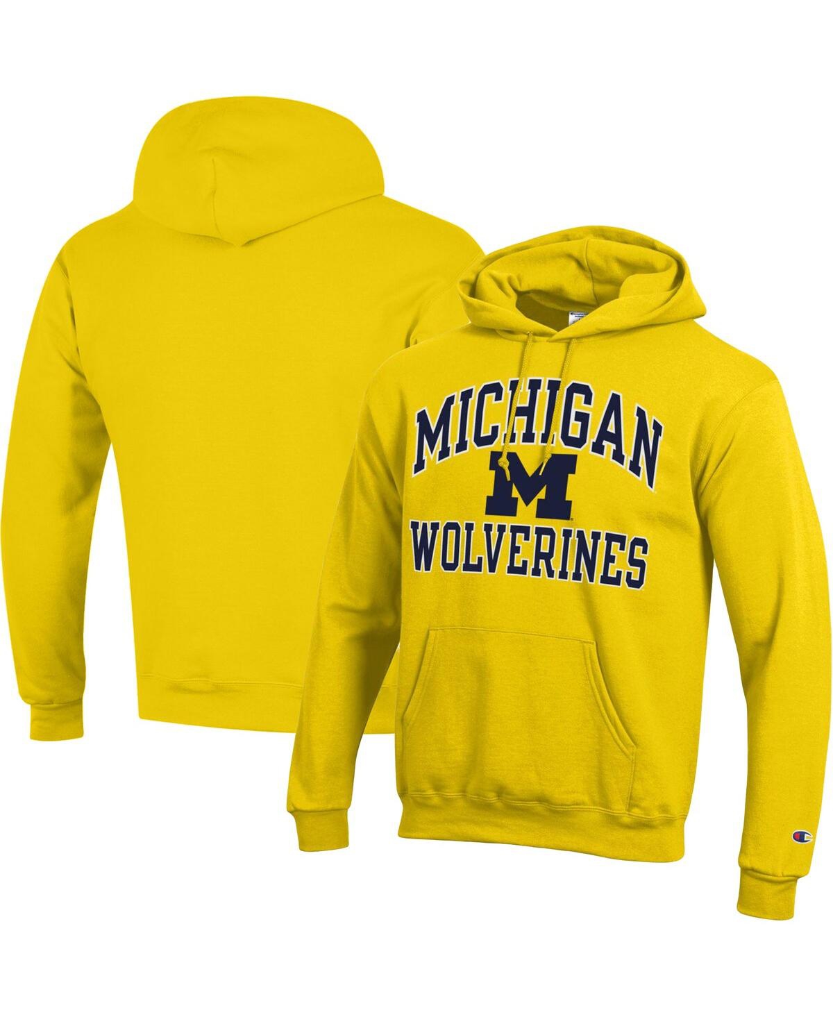Men's ChampionMichigan Wolverines High Motor Pullover Hoodie - Maize
