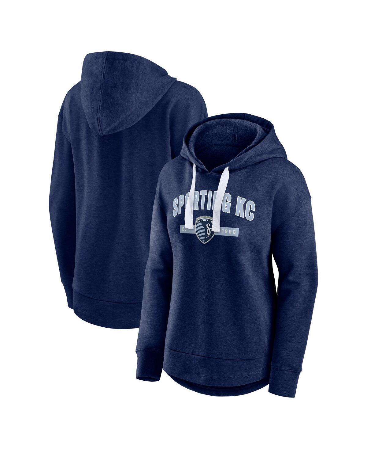 Fanatics Branded Navy Sporting Kansas City Lineup Pullover Hoodie In Heather Navy