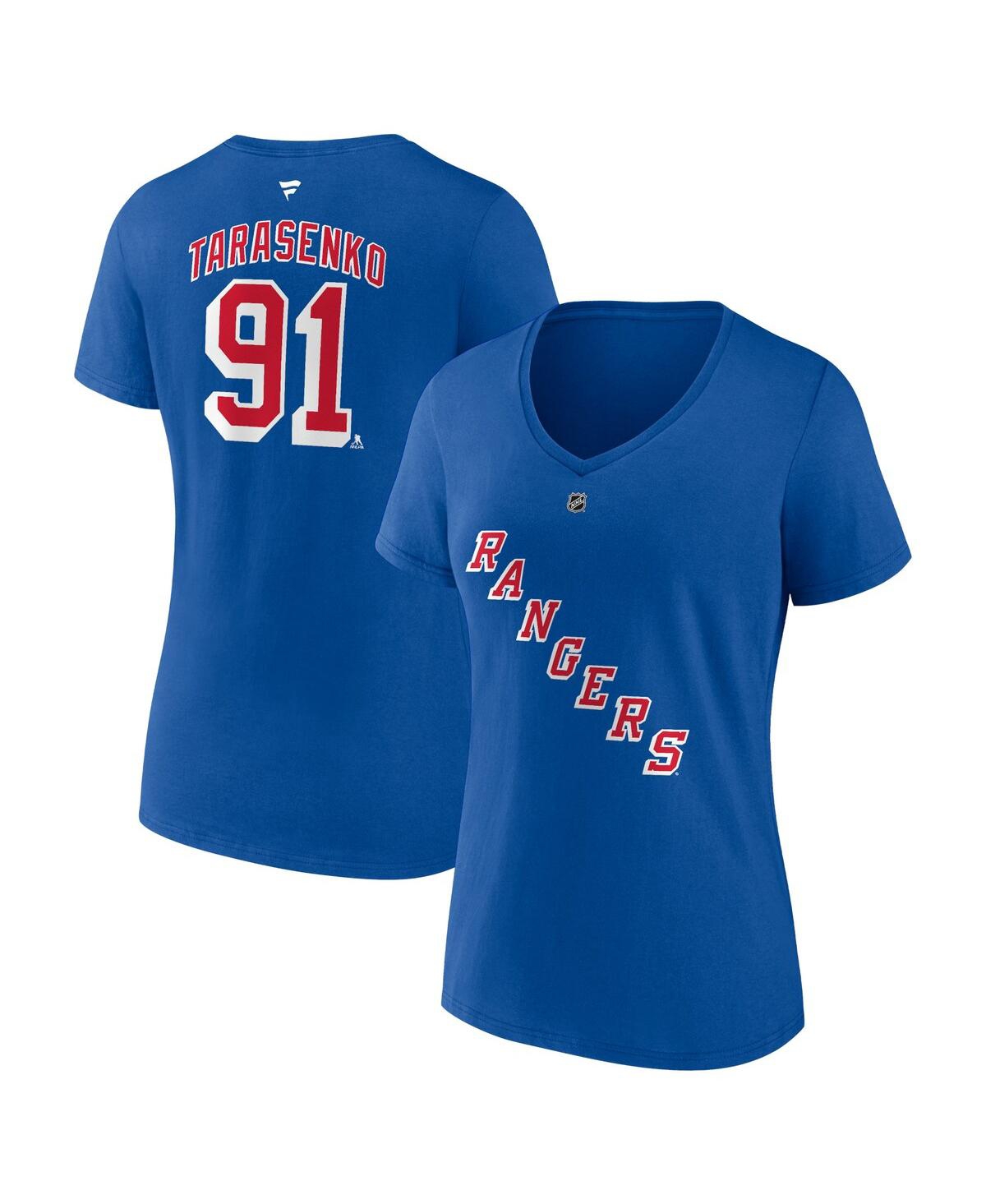 Shop Fanatics Women's  Vladimir Tarasenko Royal New York Rangers Authentic Stack Name And Number V-neck T-