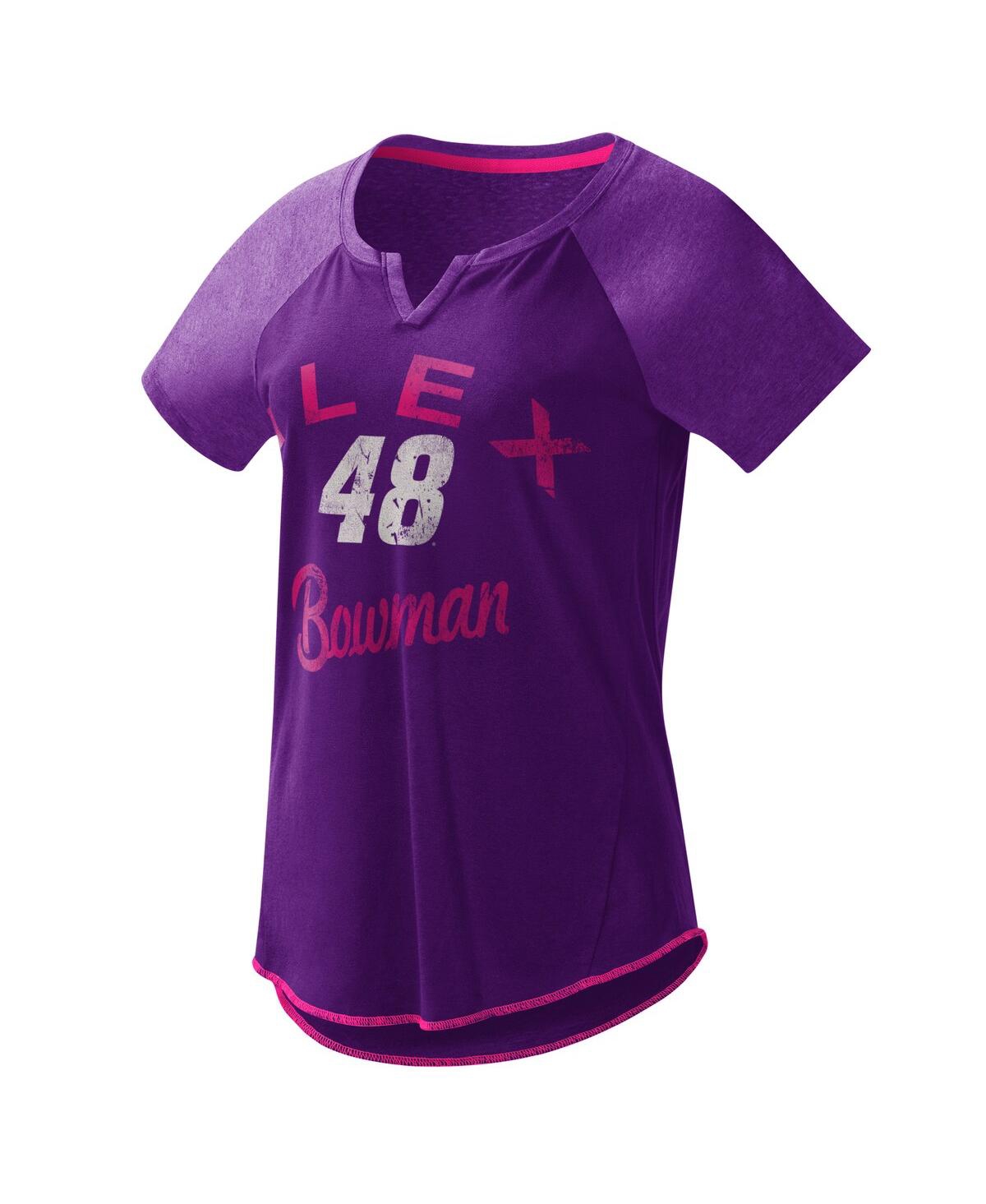 Shop G-iii 4her By Carl Banks Women's  Purple Alex Bowman Grand Slam Tri-blend Notch V-neck T-shirt