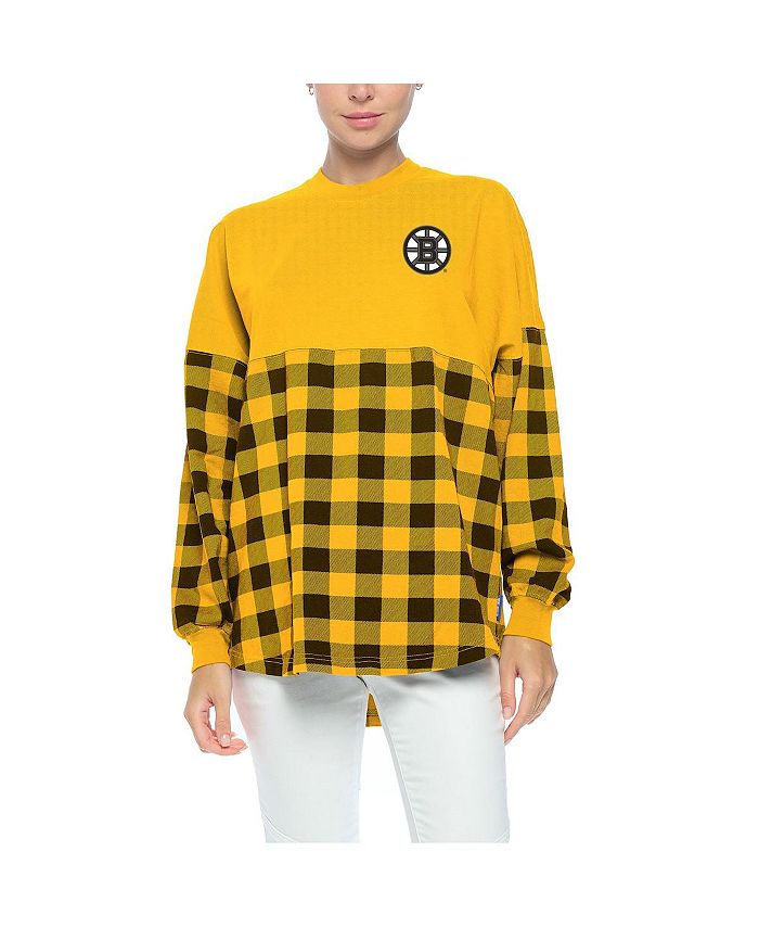 Fanatics Women's Gold Boston Bruins Buffalo Check Long Sleeve T-shirt ...