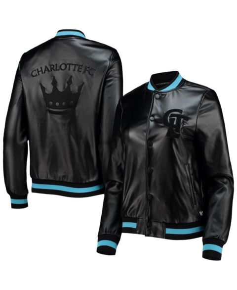Женские куртки The Wild Collective Women's Black Charlotte FC Full-Snap Bomber Jacket