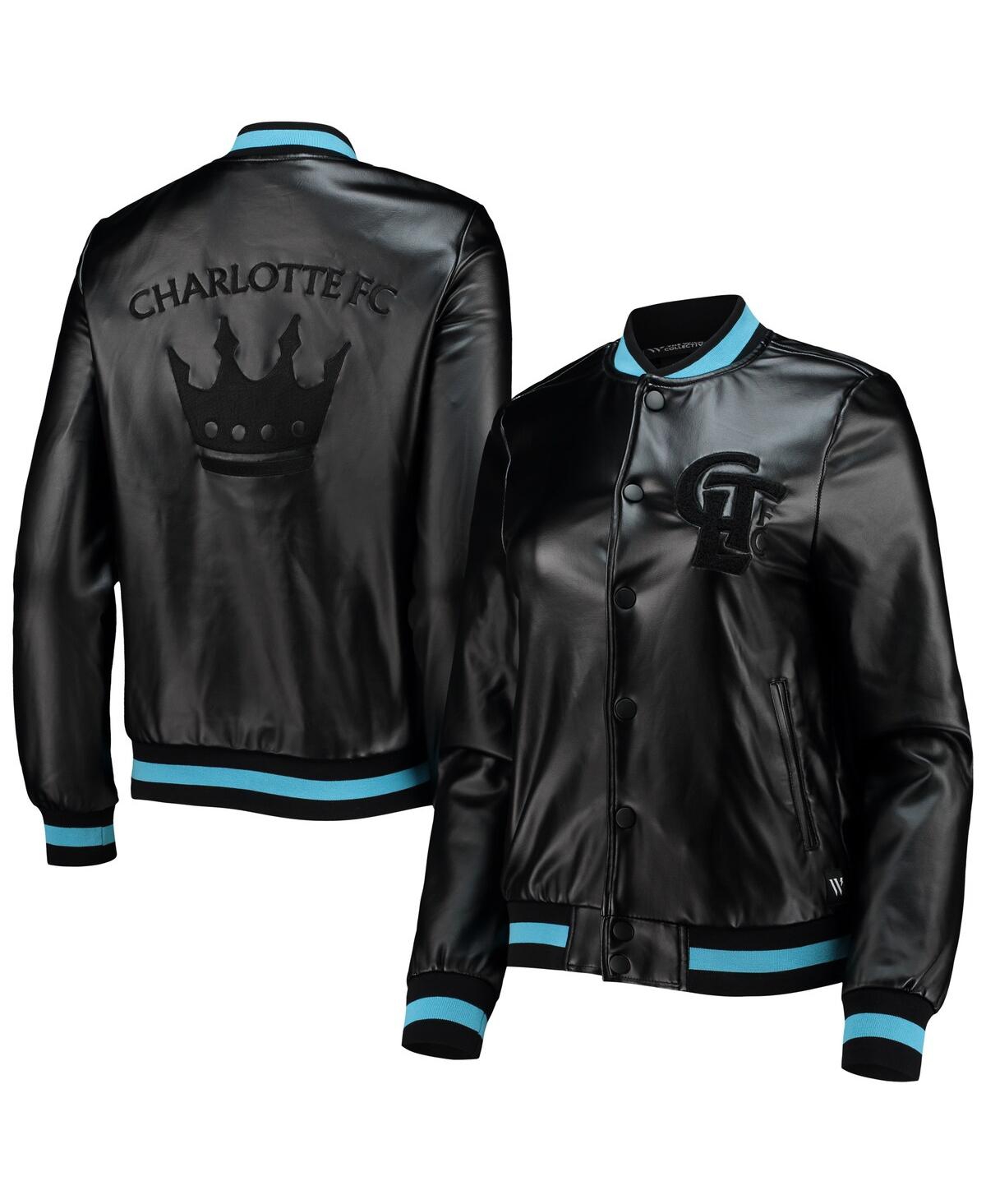 The Wild Collective Women's  Black Charlotte Fc Full-snap Bomber Jacket