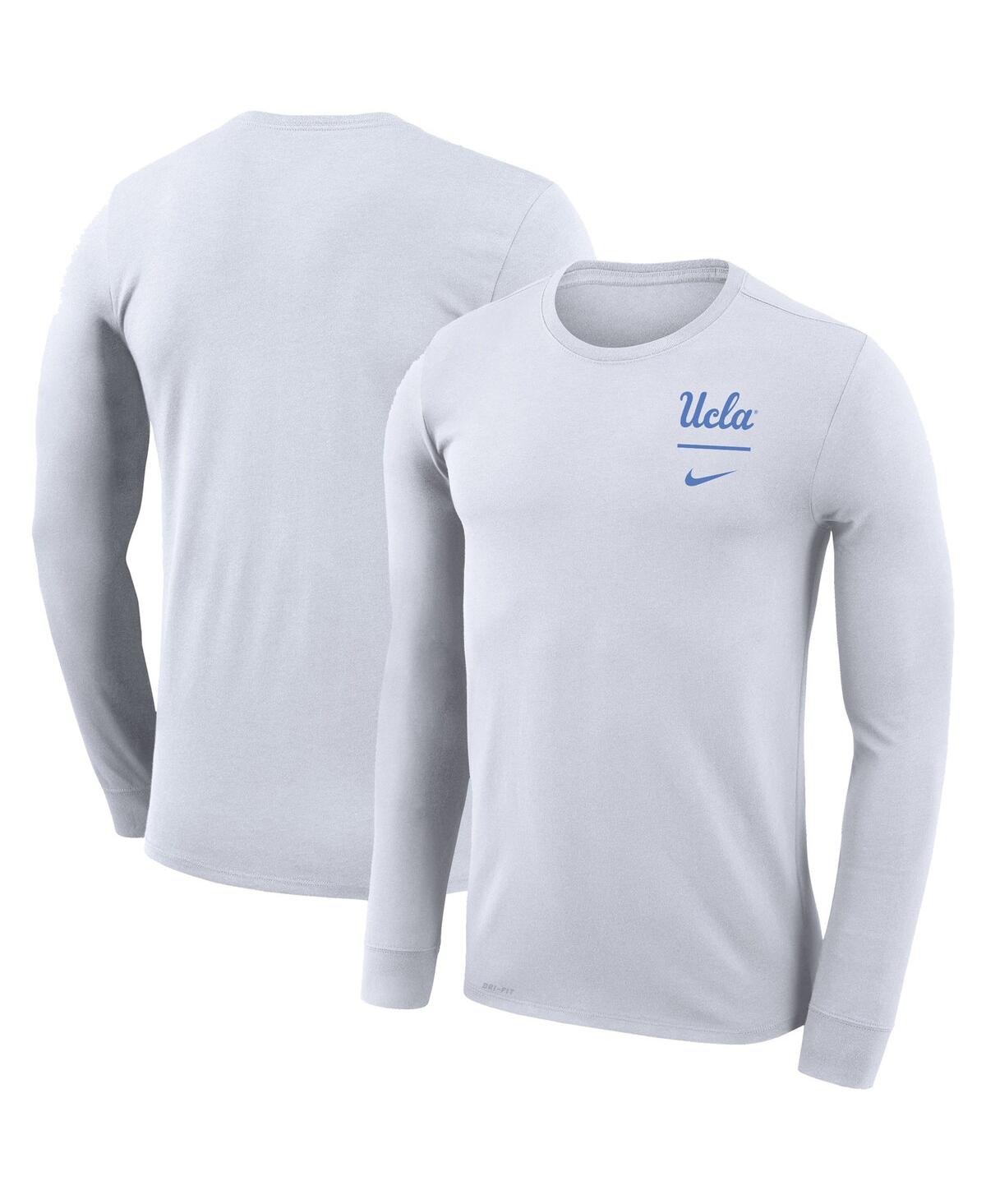 Nike Men's  White Ucla Bruins Logo Stack Legend Performance Long Sleeve T-shirt