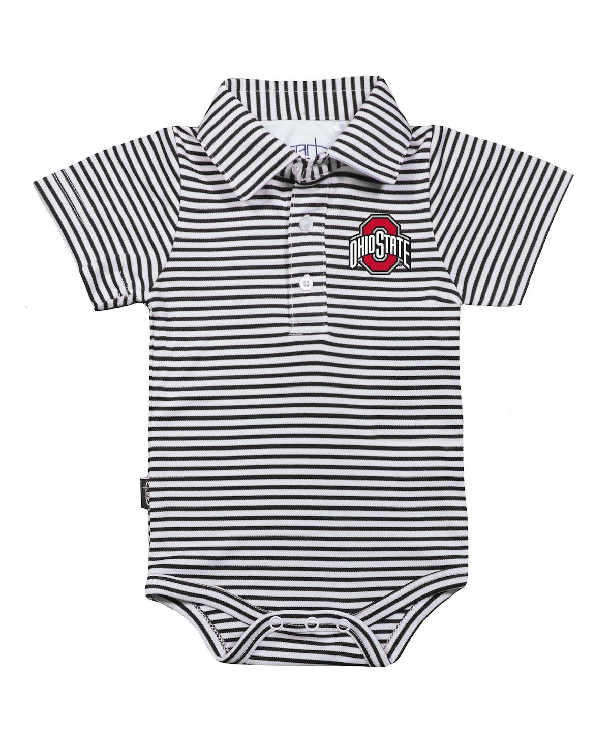 Shop Garb Infant Boys And Girls  Black, White Ohio State Buckeyes Carson Striped Short Sleeve Bodysuit In Black,white