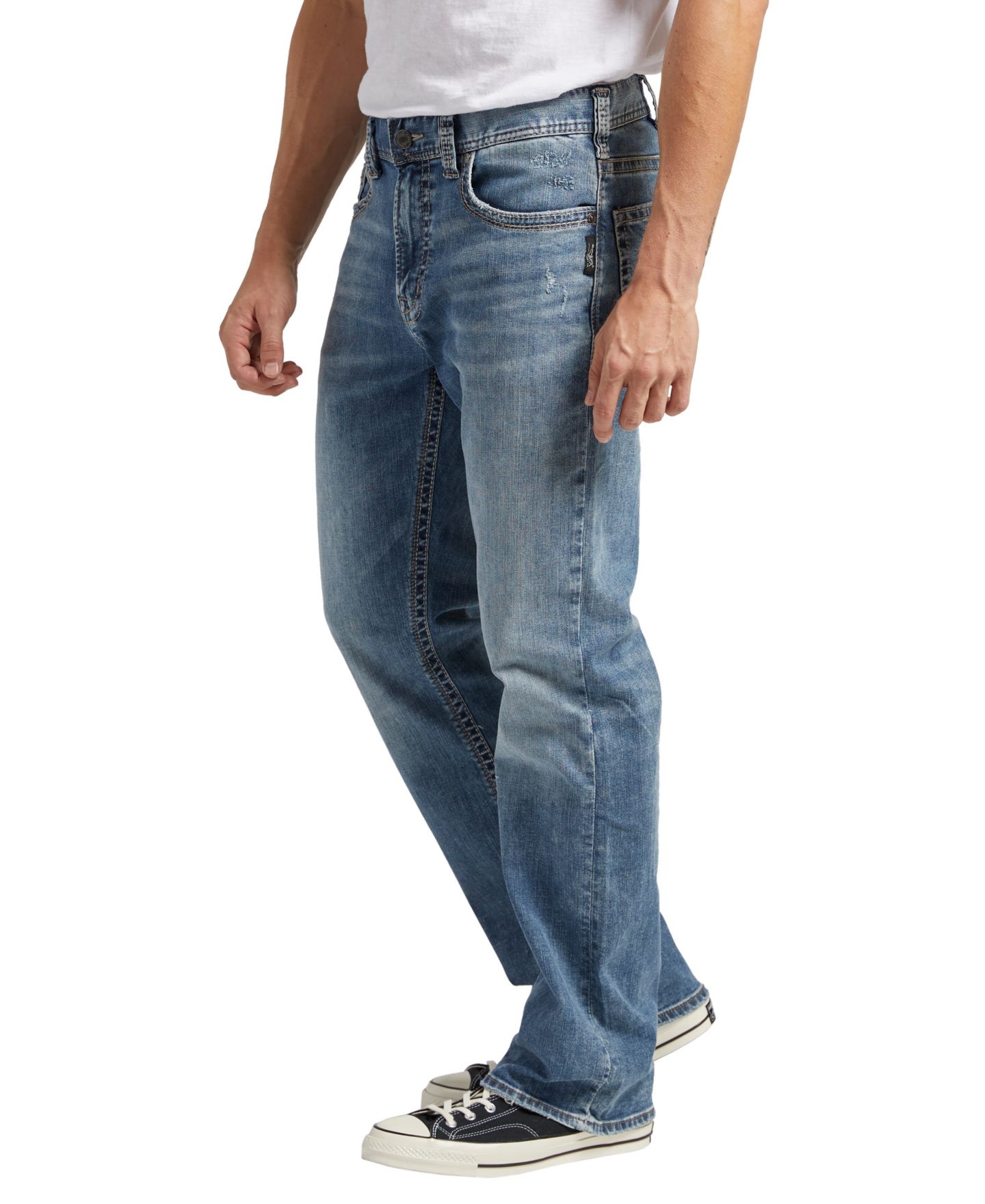 Мужские джинсы Silver Jeans Co. Craig Classic-Fit Bootcut Stretch, цвет: Тёмный синий — фото 3