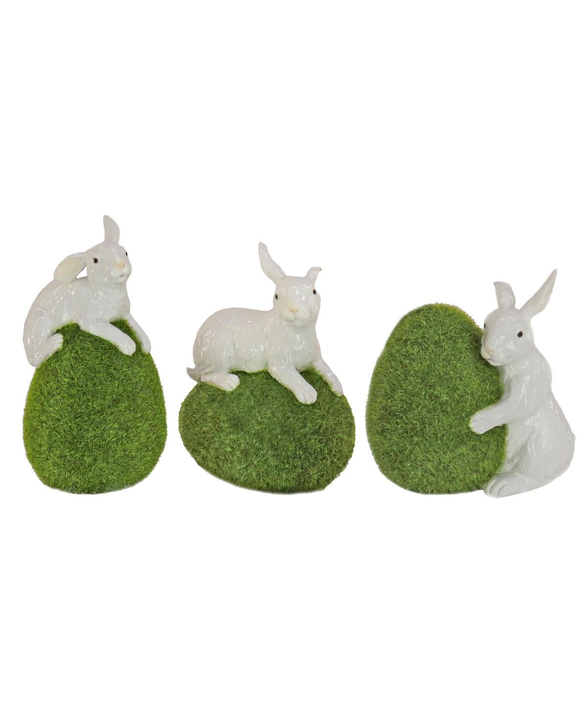 National Tree Company Cottontail With Moss Egg, Set Of 3 In Green