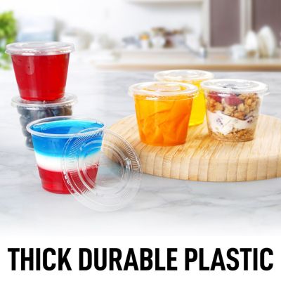 200 Pack Clear Jello Shot Cups with Lids - Disposable Condiment Cups