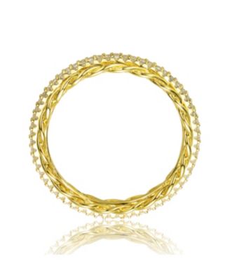 RA 14K Gold Plated Cubic Zirconia 2 Chain Band Ring