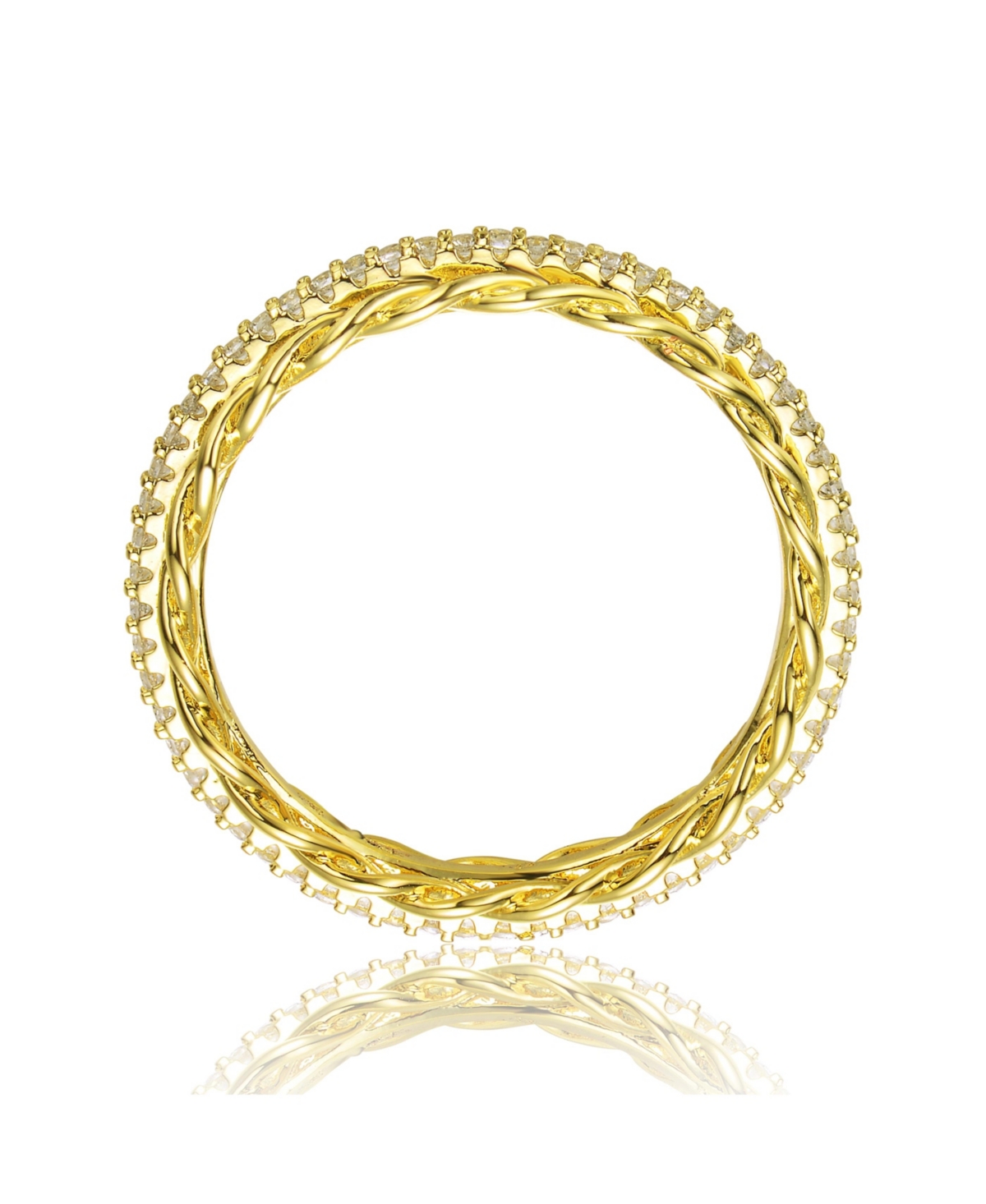 Rachel Glauber Ra 14KPlated Cubic Zirconia 2 Chain Band Ring - Gold