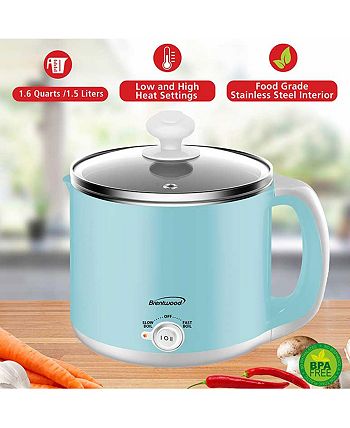 Brentwood Stainless Steel 1.9 qt. Blue Electric Hot Pot Cooker and Food  Steamer 985117018M - The Home Depot