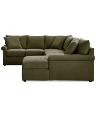CLOSEOUT! Wrenley 138" 3-Pc. Fabric Sectional Chaise Sleeper Sofa, Created for Macy's