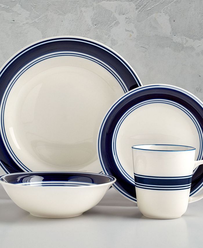 Tabletops Gallery Blue Stripe 16PC Dinnerware Set, Service for 4 Macy's