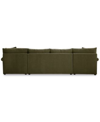 CLOSEOUT! Wrenley 134" 3-Pc. Fabric Sectional Chaise Sleeper Sofa, Created for Macy's