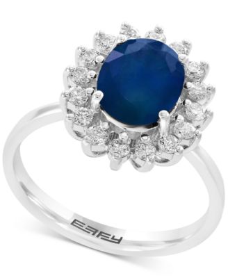 Royalty Inspired by EFFY® Sapphire (1-9/10 ct. t.w.) and Diamond (3/8 ct.  t.w.) Oval Ring in 14k White or Yellow Gold - Macy's