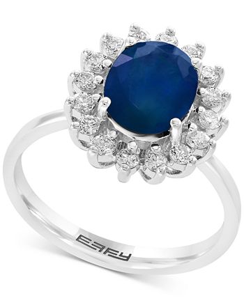 EFFY Collection - Sapphire (1-9/10 ct. t.w.) and Diamond (3/8 ct. t.w.) Oval Ring in 14k Gold