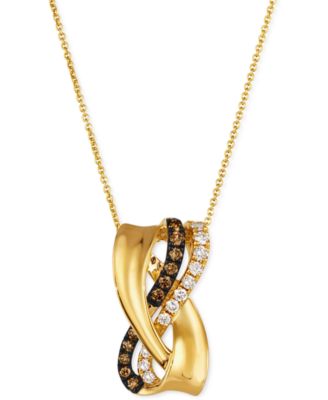 Le Vian - Chocolate Diamond (1/5 ct. t.w.) & Nude Diamond (1/5 ct. t.w.) Crossover 18" Pendant Necklace in 14k Gold