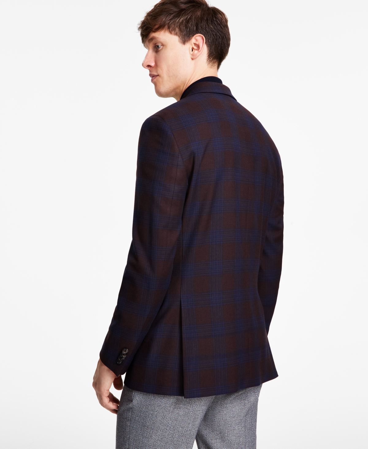 Tommy Hilfiger Men's Modern-FitPlaid Sport Coat - Burgundy/blue