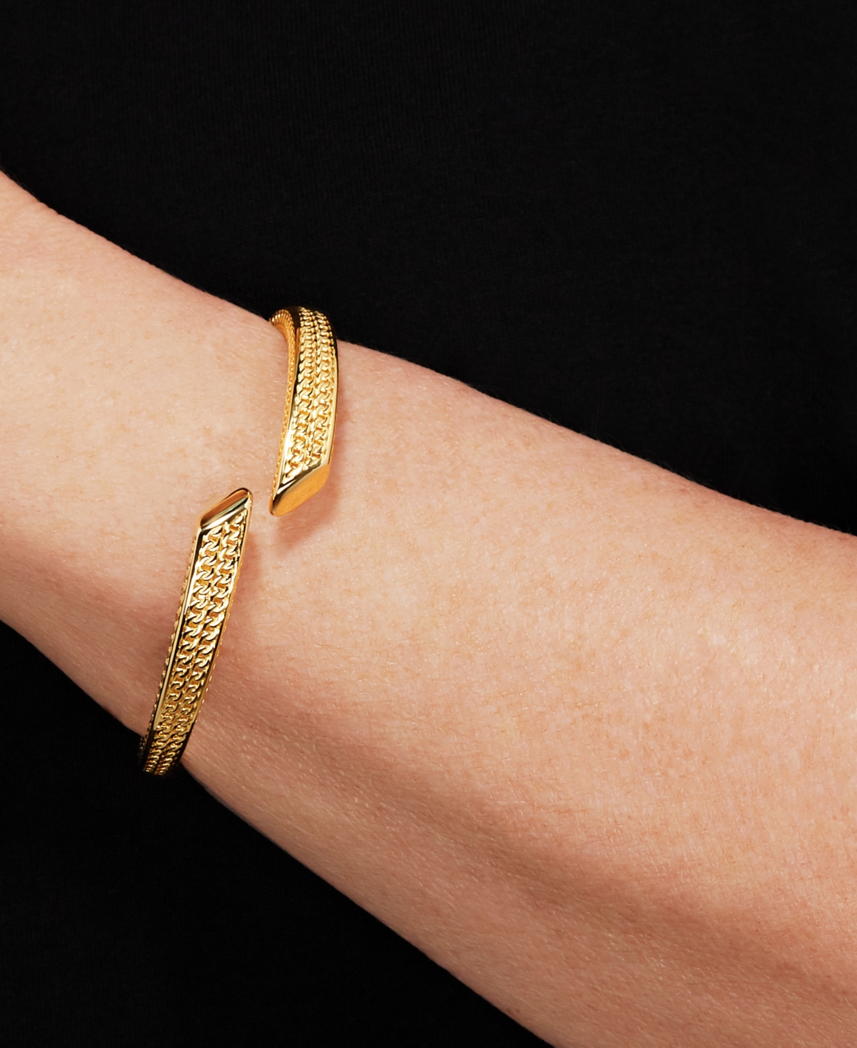 Polished Fancy Bypass Bangle Bracelet in 14k- Gold
