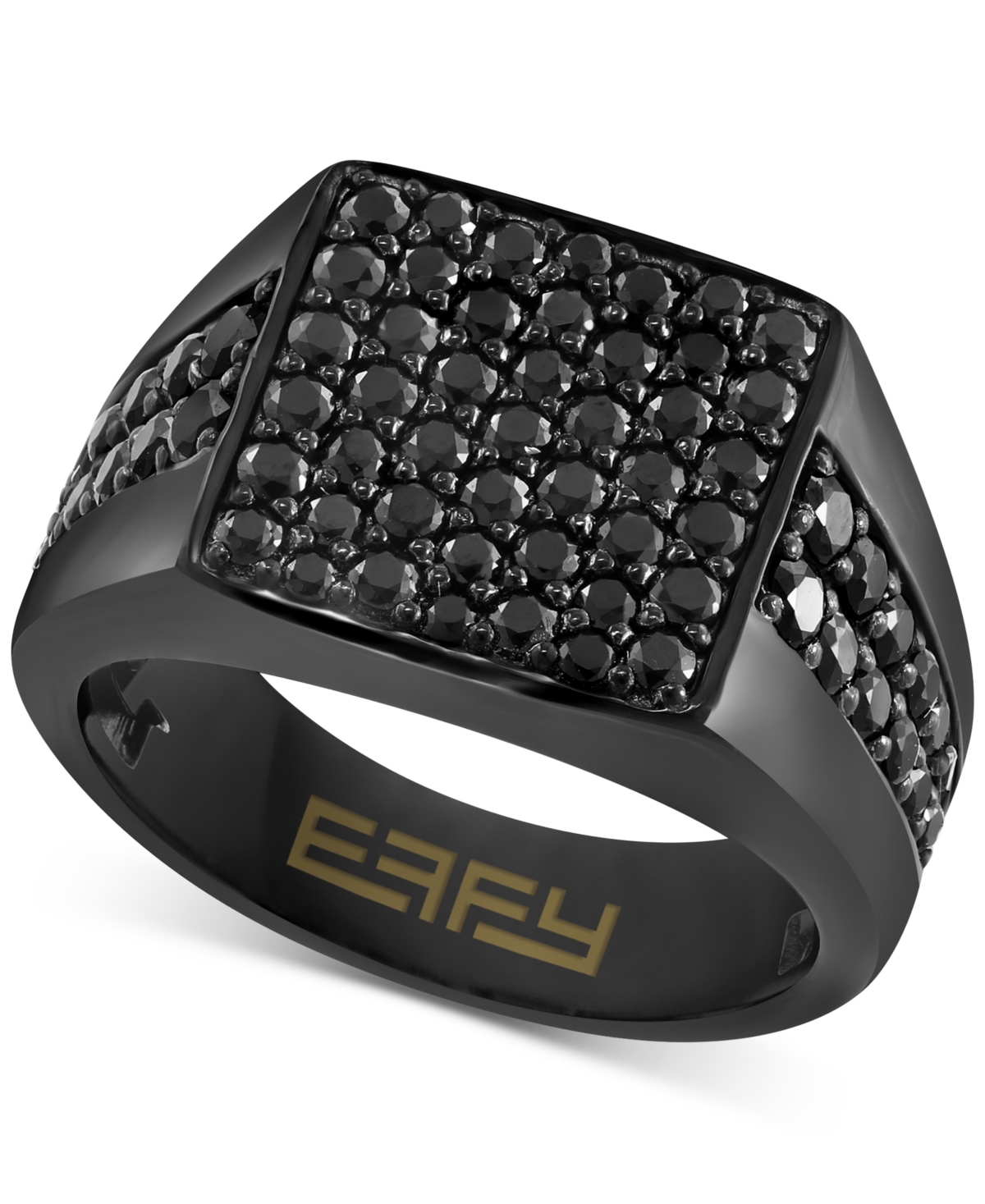 Effy Collection Effy Men's Black Spinel Cluster Ring (2-1/2 Ct. T.w.) In Black Pvd-plated Sterling Silver