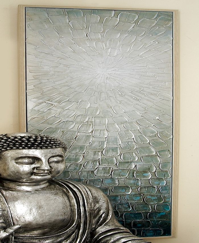 Rosemary Lane Canvas Radial Starburst Framed Wall Art with Brown Frame