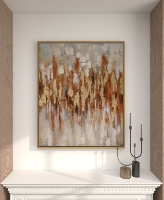 Canvas Abstract Framed Wall Art with Gold-Tone Frame, 39" x 2" x 39"