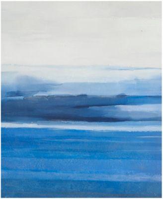 Canvas Abstract Ocean Inspired Landscape Framed Wall Art with Silver-Tone Frame, 37" x 1" x 37"