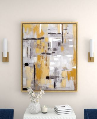 Canvas Abstract Framed Wall Art with Gold-Tone Frame, 39" x 2" x 39"