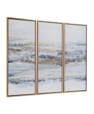 Canvas Landscape Framed Wall Art with Gold-Tone Frame Set of 3, 20" x 39"