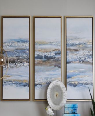 Canvas Landscape Framed Wall Art with Gold-Tone Frame Set of 3, 20" x 39"