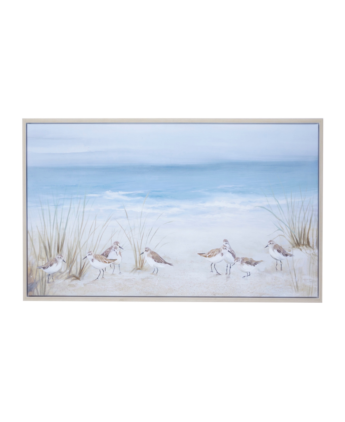 Rosemary Lane Canvas Bird Framed Wall Art With Silver-tone Frame, 55" X 2" X 27" In Blue