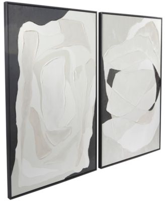 Canvas Abstract Framed Wall Art with Black Frame Set of 2, 29.50" x 39.50" 