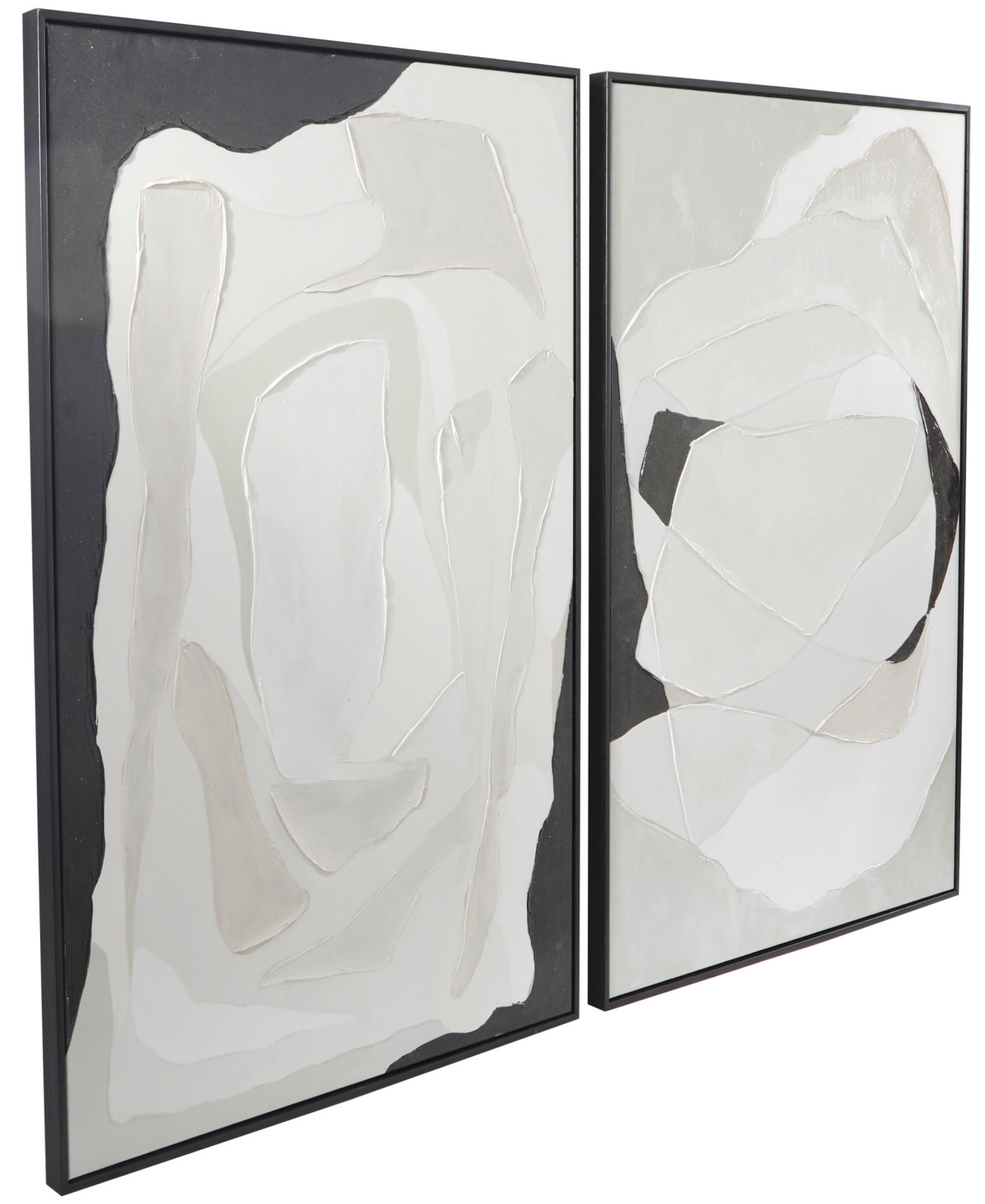 Rosemary Lane Canvas Abstract Framed Wall Art with Black Frame Set of 2, 29.50
