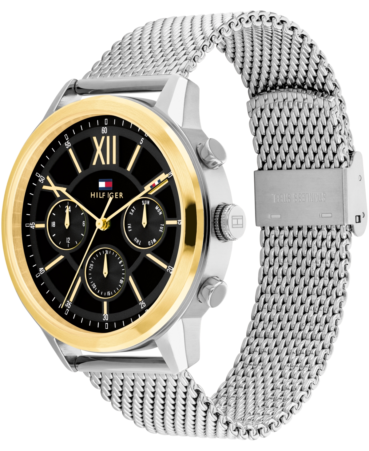 Tommy Hilfiger Men's Quartz MultifuntcionStainless Steel Mesh Bracelet Watch 44mm - Silver