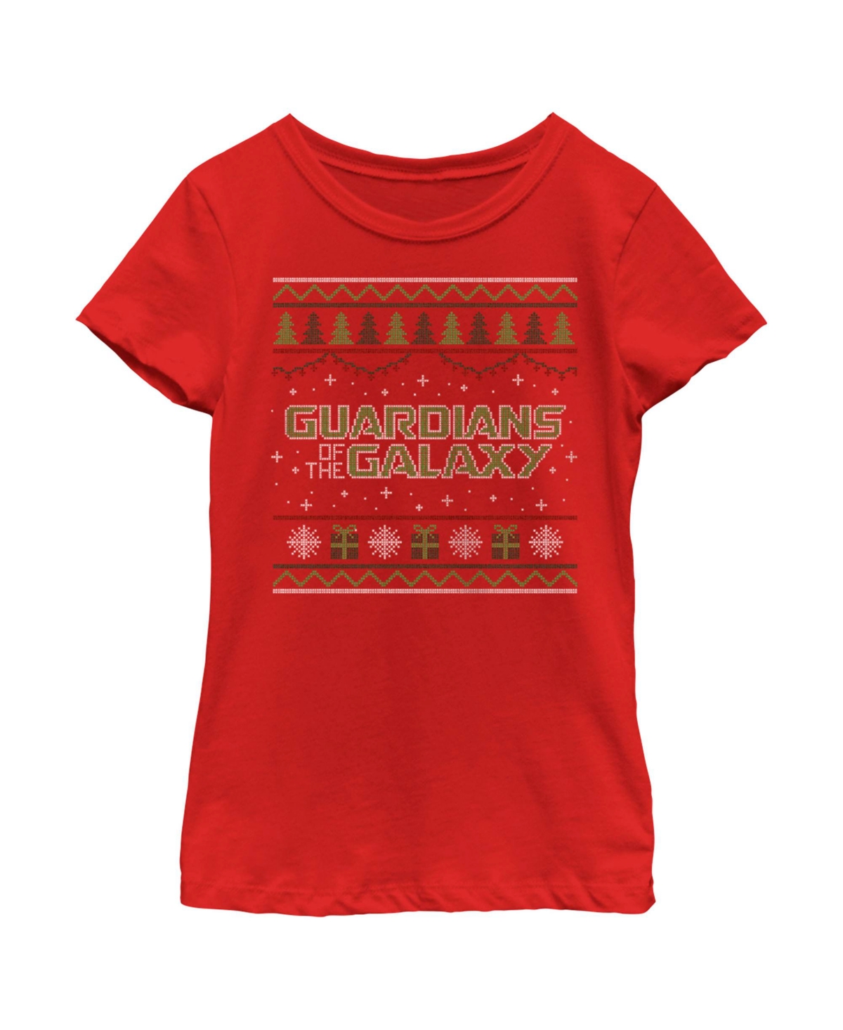 Marvel Girl's Guardians Of The Galaxy Holiday Special Christmas Sweater Print Child T-shirt In Red