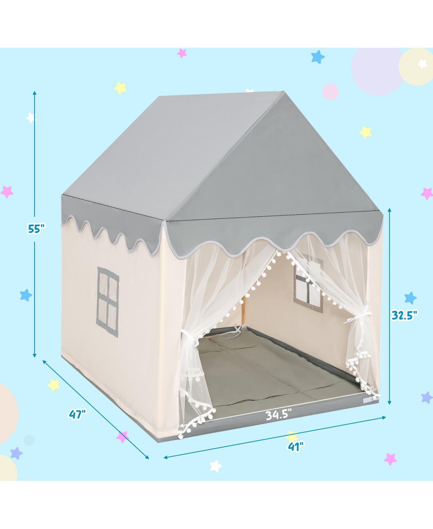 Детские игрушки Costway Large Solid Wood Playhouse, 2-Piece Set, Ages 3+, цвет: Open Miscellaneous — фото 2