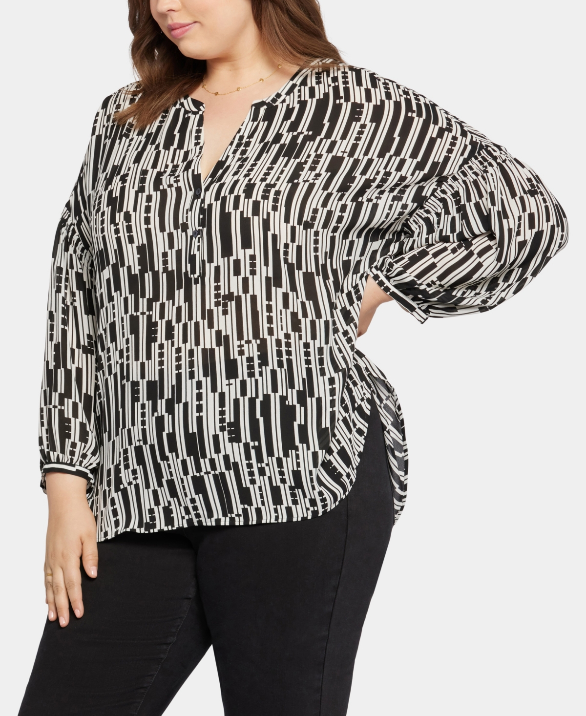 Nydj Paulina Peasant Top In Blue Stone
