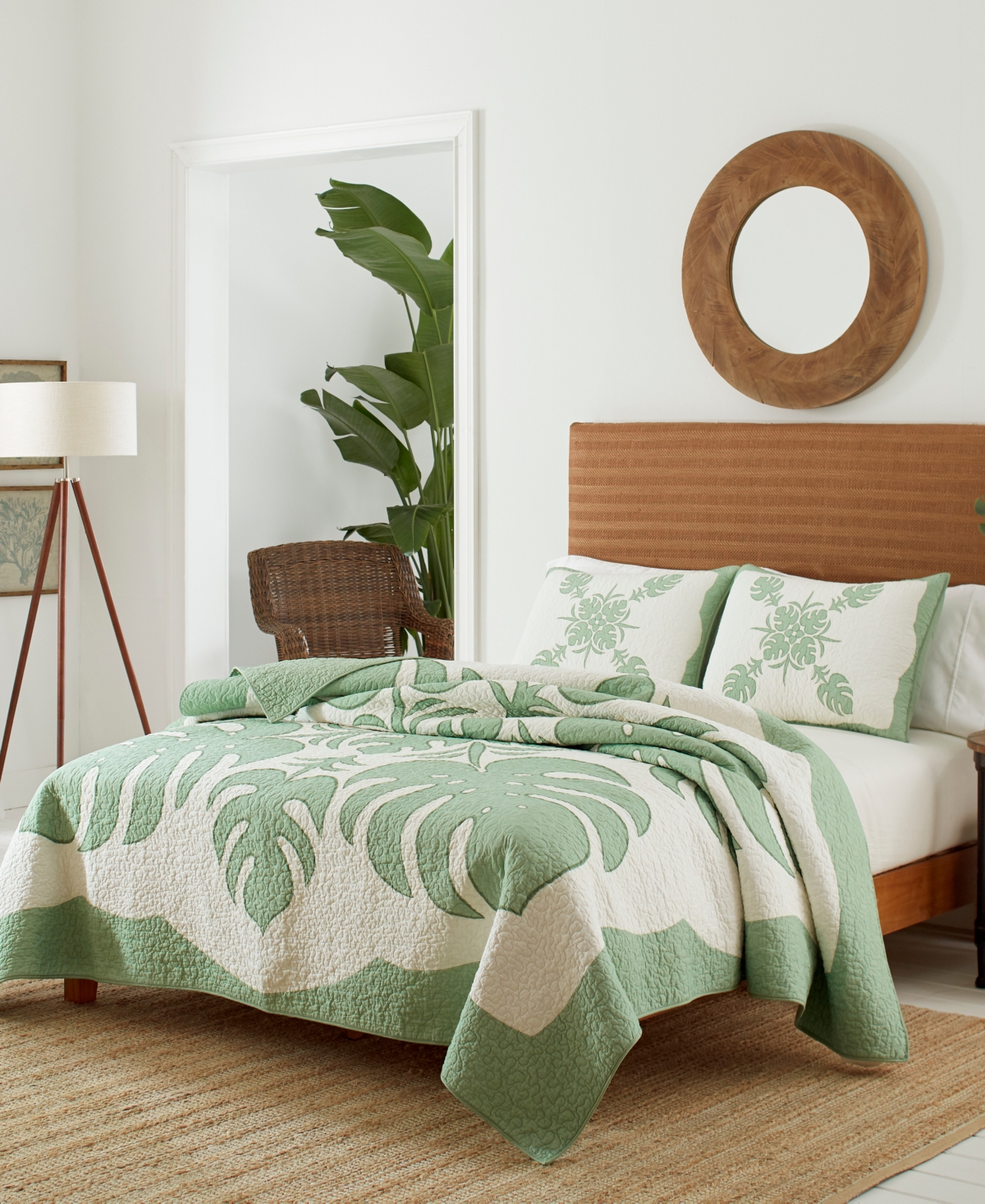 Shop Tommy Bahama Home Tommy Bahama Molokai Embroidered Quilt, King In Mint