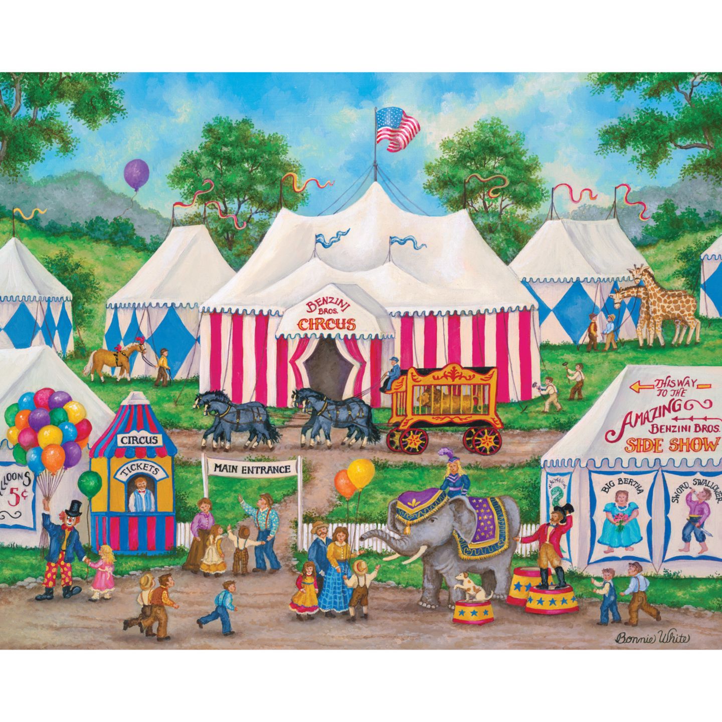 Детские игрушки MasterPieces Puzzles Bonnie White Folk Art 12-Pack Jigsaw Puzzles, Ages 14+ — фото 5