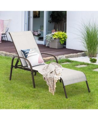 Patio Lounge Chair Chaise Adjustable Reclining Armrest