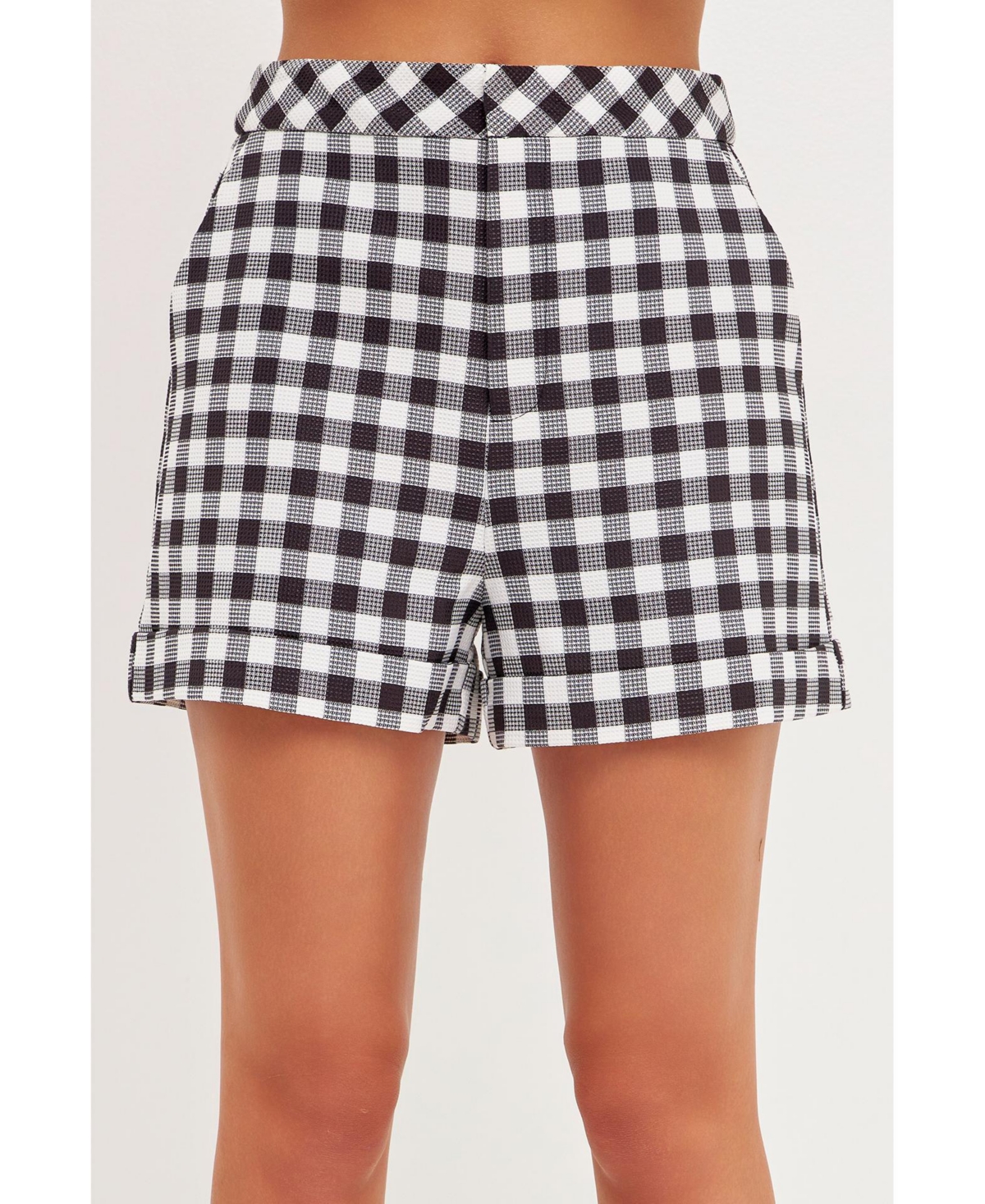 English Factory High-waisted Gingham Shorts In Black | ModeSens