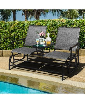 2 Person Outdoor Patio Double Glider Chair Loveseat Rocking