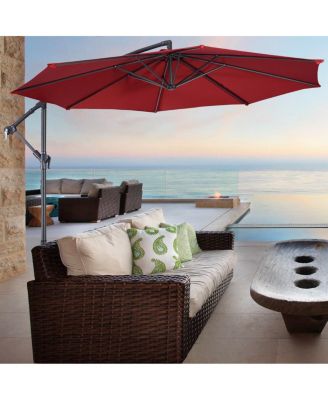 10' Hanging Umbrella Patio Sun Shade Offset Outdoor Market W/t Cross Base