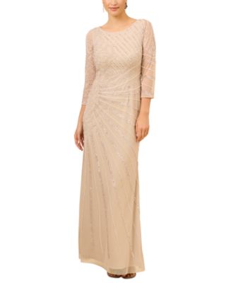 Adrianna Papell Embellished 3/4-Sleeve Gown - Macy's