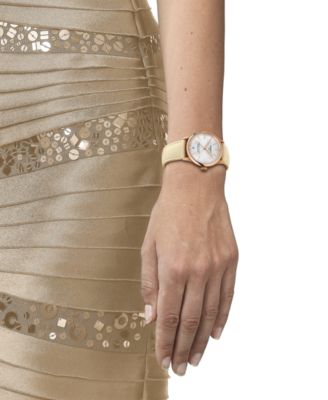 Women's Swiss Automatic Chemin des Tourelles Powermatic 80 White Leather Strap Watch 34mm