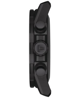 Men's Swiss Chronograph Supersport Black Leather Strap Watch 46mm