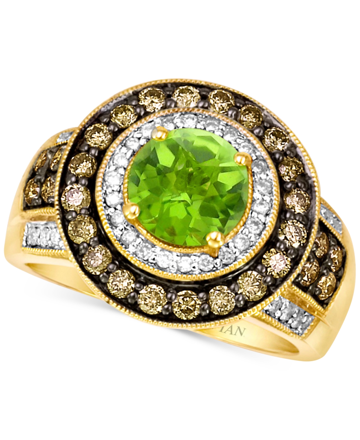 Le Vian Green Apple Peridot (1-1/3 Ct. T.w.) & Diamond (3/4 Ct. T.w.) Halo Ring In 14k Gold