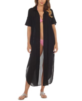 Women's Button-Down Maxi Dress Cover-Up 